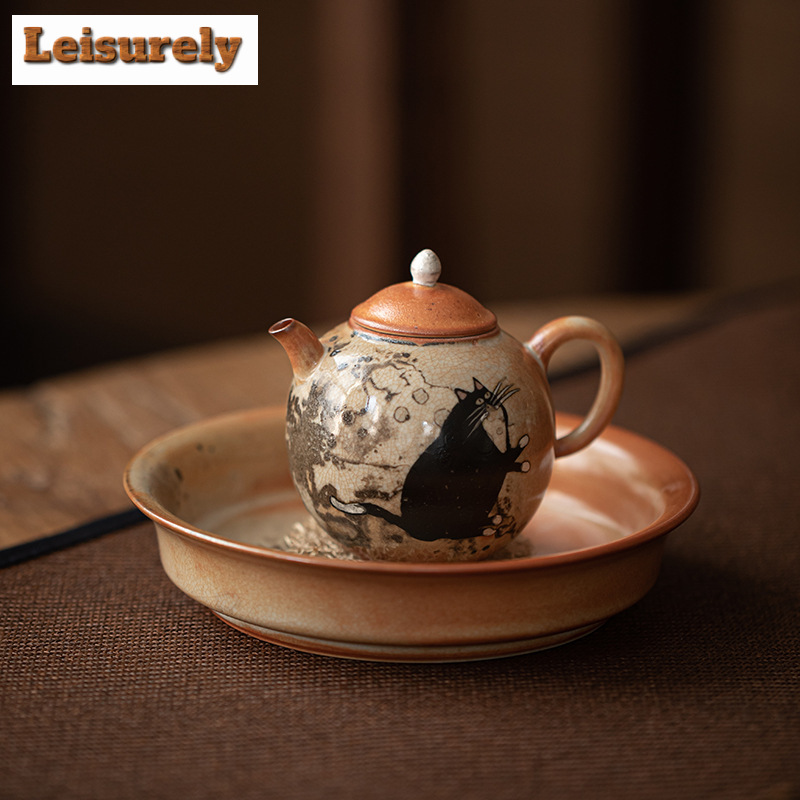 Chamomile Tea - 100ml el boyalı kedi çaydanlık Retrogilded